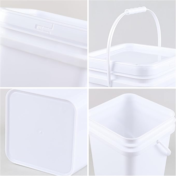 Xyskin 5 Gallon Plastic Buckets & Pails White, 4 Pack Durable Storage Container Pails with Lid