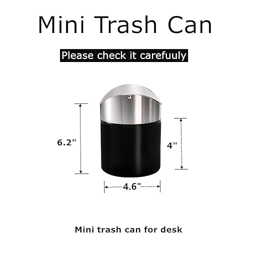 2 Pack Mini Trash Can for Desk, Swing Lid Brushed Stainless Steel Countertop Garbage Bin, Modern Tiny Waste Basket for Vanity, Makeup Tabletop, Office Desk, Coffee Table