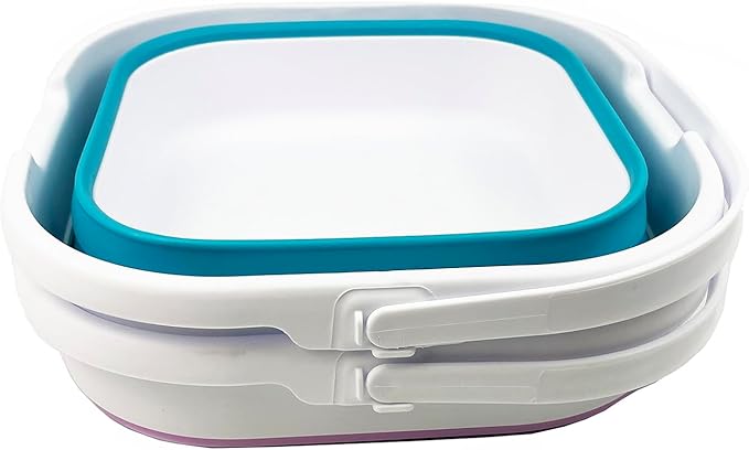 SAMMART 9.5L (2.5 gallon) Collapsible Rectangular Handy Bucket (Ceramic Blue/Pale Purple(Set of 2))