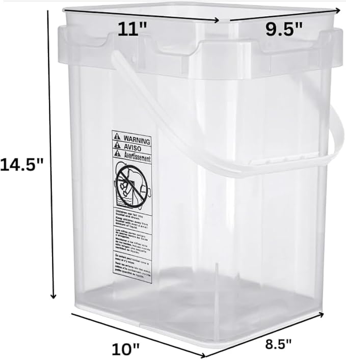 House Naturals Clear Food Grade Made in USA Plastic Bucket with lids, (Pack of 2) (5 Gallon)