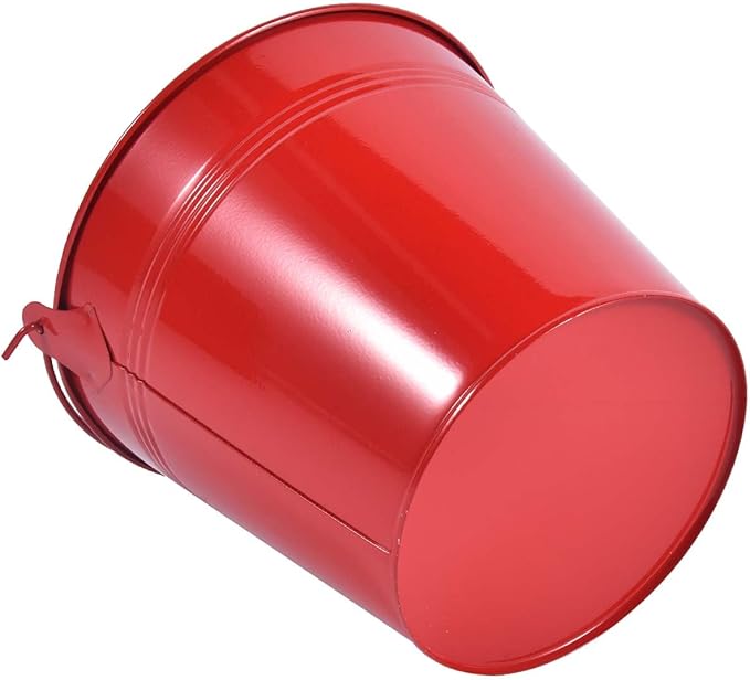 OBTANIM 7 Pack Red Metal Buckets with Handle Galvanized Ice Pails for Plants, Succulents, Party Favors Organizing, Rustic Home Decor or Classrooms Pencil Storage (6 x 4.4 inch)