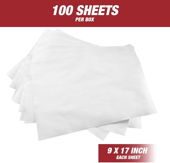 Lint Free Cleaning Towels, Heavy Duty Cleaning Cloths, Lint Free Wipes, Cleaning Cloths for House & Industrial Use, Disposable Cleaning Rags, Pack of 100 Sheets 9" x 17" (White)