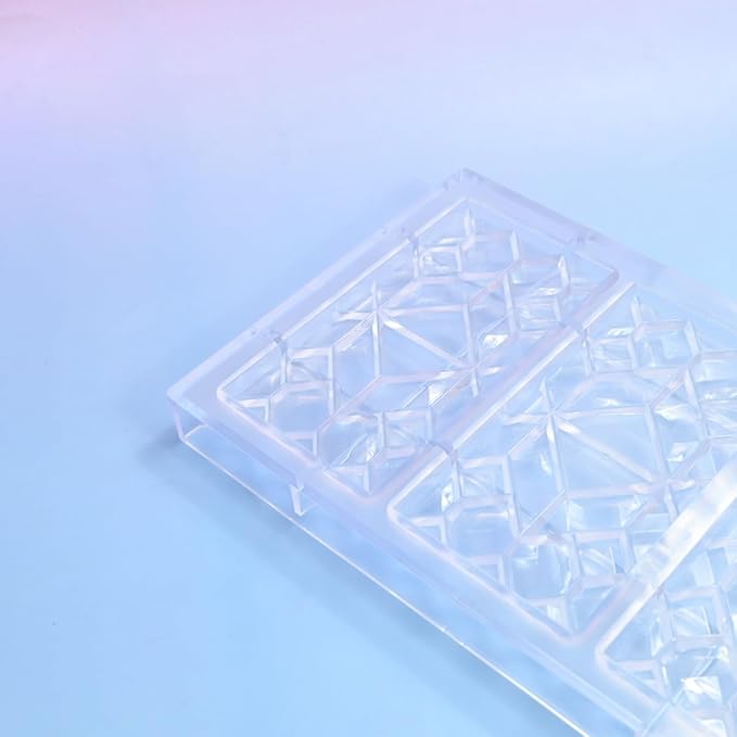 TUKE Polycarbonate Chocolate Molds Rectangle Shape 3D Pattern Chocolate Bar Mold 3 Pack Durable & Flexible Candy Moulds for Homemade Chocolates, Baking & Desserts - BPA-Free (E_ Rectangle)