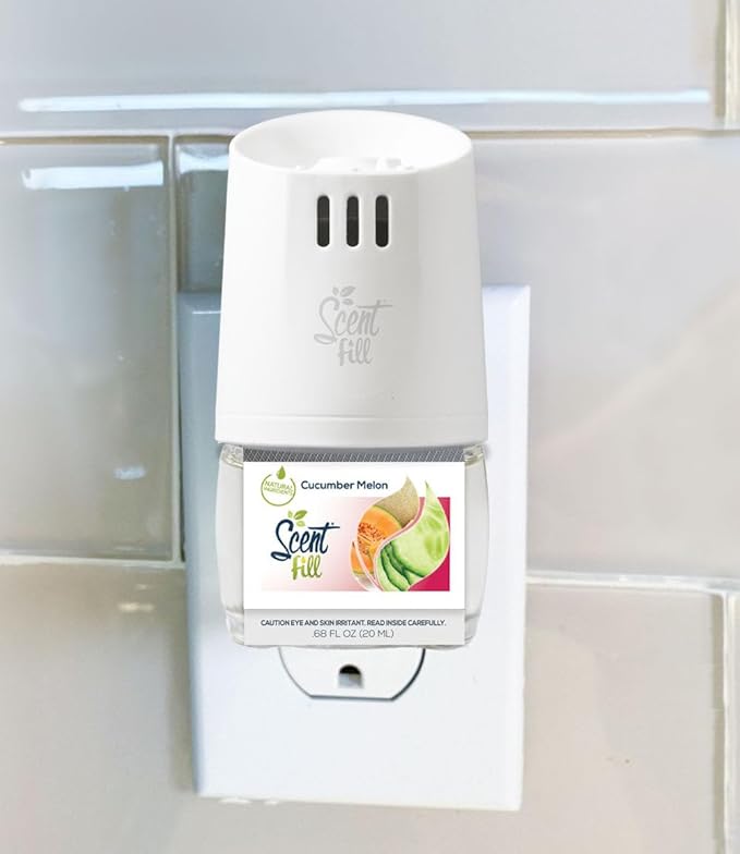 Scent Fill Cucumber Melon Plug in Air Freshener, Scented Oil Refills, 2 Refills + Diffuser