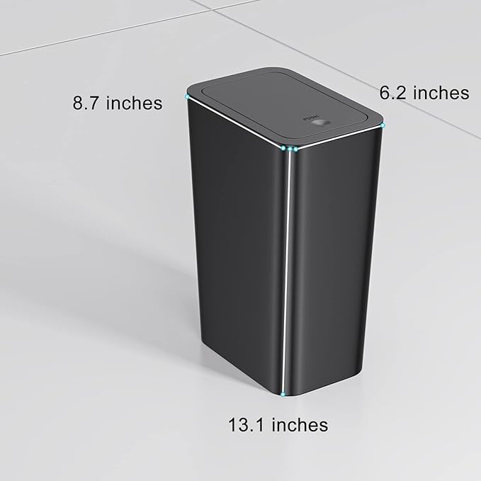 N. NETDOT 3 Pack 10 L/2.6 Gal Bathroom Trash Can with Lid, Small Kitchen Trash Bin with Press Type Lid, Black Trash Can/Slim Garbage Cans/Trash Bin/Waste Basket for Bathroom,Kitchen,Office,Bedroom