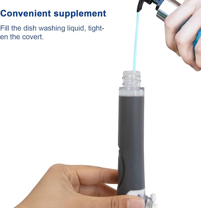 CELOX Dish Brush with Soap Dispenser for Cleaning Pots, Dishes, Bowls, Gray