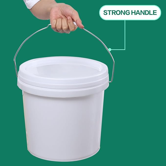 4 Pack 4 Gallon Pet Food Storage Container, All Purpose Round Pail with Handle and Airtight Lid to Lock in Freshness, White Bucket with Lids