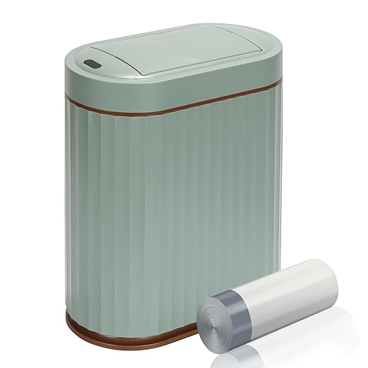 ELPHECO Bathroom Trash Can with Lid Butterfly, Motion Sensor Trash Can Bathroom Decor Automatic Garbage Can Wastebasket Bathroom Accessories, Kitchen, Living Room, Office, Sage Green