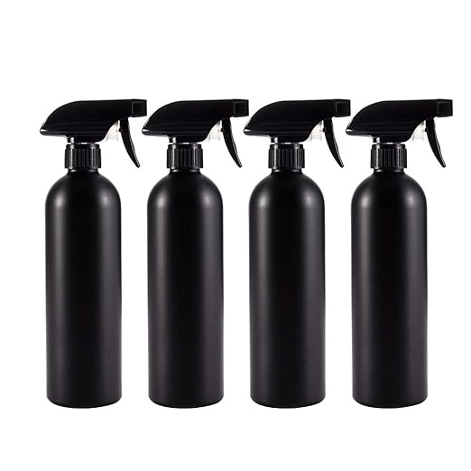 Cindy's Tape Plastic Spray Bottles Black for Cleaning Solutions 16 oz (Pack of 4), Heavy Duty Opaque Refillable Reusable Empty anti-degradation Leak-proof Sprayers for Home Garden Plant Kitchen