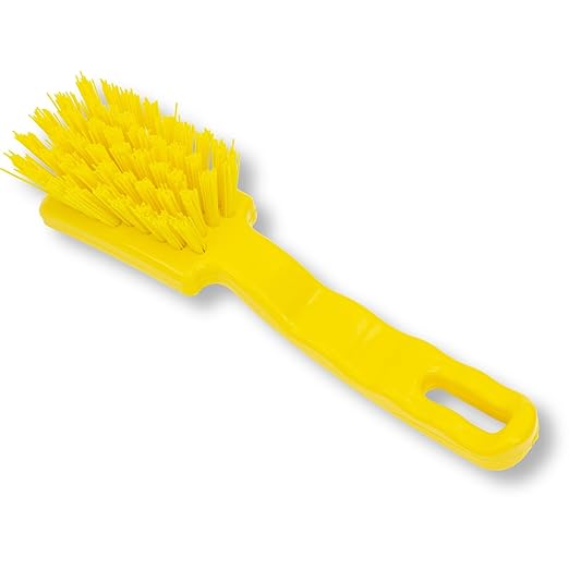 SPARTA 41395EC04 Plastic Scrub Brush, Detail Brush, Kitchen Brush With Hanging Hole For Cleaning, 7 Inches, Yellow, (Pack of 6)