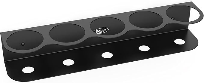 Koova 5 All-Purpose Spray Bottle Holder | Easy Install Wall Mount Hardware Included | Heavy-Duty Powder Coated Steel Storage Rack for Garage And Home | Craft Workspace Paint Bottle Organizer USA Made