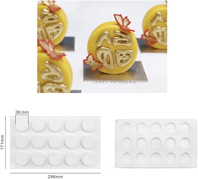 Round Cake Silicone Baking Mold Circular Chocolate Candy Biscuit Ice Cube Making Tool Soap Candle Mould Home Decor (Round H_11.84 X6.84 X0.84 inch)