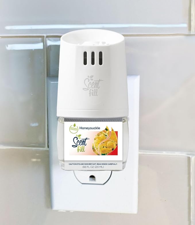 Scent Fill Honeysuckle Plug in Air Freshener, Scented Oil Refills, 2 Refills + Diffuser