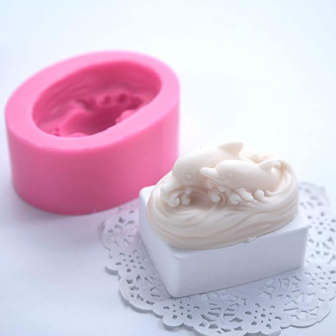 Silicone molds Dolphin, Dolphins Family Craft Art Silicone Soap Mold, Animal Craft Molds Fondant Cake Baking Mould DIY Handmade Soap Molds