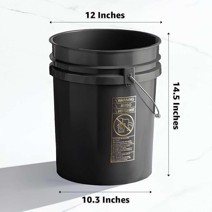 10 Pack - 5 Gallon Plastic Buckets with Lids - Food Safe, Stackable, BPA-Free Bulk Storage