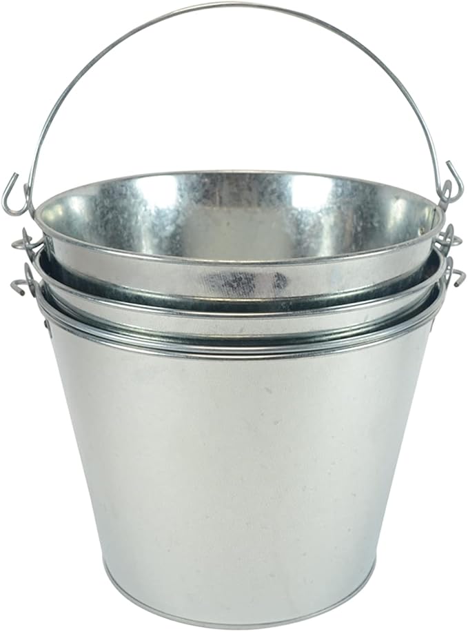 5-Quart Galvanized Pail Beer Bucket 9x9x7 inches (Pack of 3)