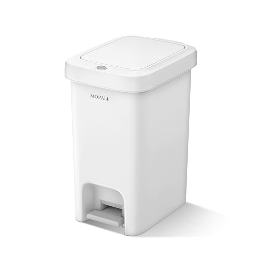 MOPALL Small Bathroom Trash Can with Lid Soft Close, Garbage Can with Press Top Lid & Foot Pedal, Step Trashcan Slim Trash Bin Waste Basket for Toilet, Office, Bedroom, Kitchen, Living Room 2.7 Gallon