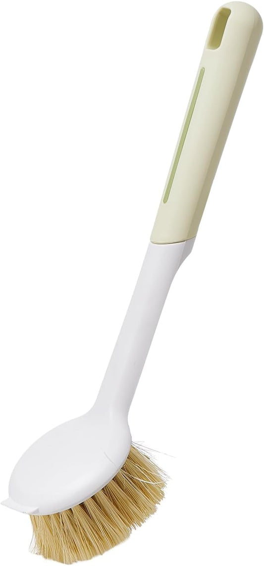 Kitchen Cleaning Brush(Natural Sisal Bristles),Pot Dish Brush Pots Comfortable Long Built-in Scraper Scrub Brush for Pans,Kitchen Sink Cleaning(Green