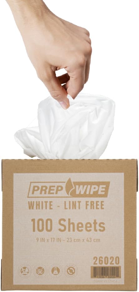 Lint Free Cleaning Towels, Heavy Duty Cleaning Cloths, Lint Free Wipes, Cleaning Cloths for House & Industrial Use, Disposable Cleaning Rags, Pack of 100 Sheets 9" x 17" (White)