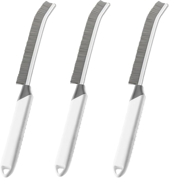 Crevice Cleaning Brush Bathroom Tile Groove Gap Cleaning Brush Premium Crevice Cleaning Tool Aluminum Support with 15° Angled Head-Grout Thin Brush,Kitchen & Bathroom Tool (3PCS)