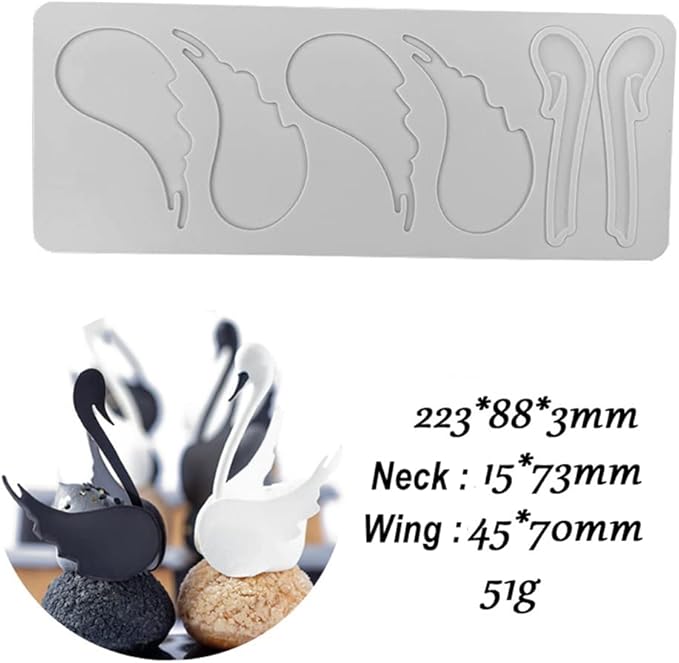 3D Hollow Leaf Fondant Lace Mold Multi Leaves Flower Candy Mold Chocolate Sugar Craft Cake Decoration Cupcake Top (K Swan_8.92 * 3.52 * 0.12inch)