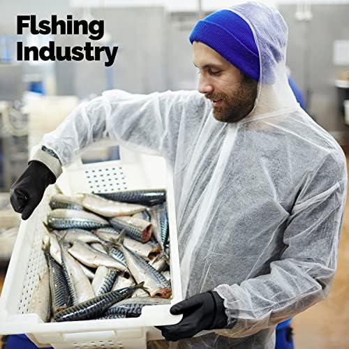 Chumia 8 Pairs Chemical Resistant Latex Gloves Heavy Duty Black Rubber Gloves Cleaning Protective Safety for Car Home Lab(Medium)