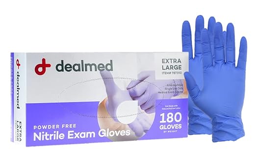 Dealmed Brand Nitrile Medical Grade Exam Gloves, Disposable, Latex-Free, 180 Count, Size Extra Large