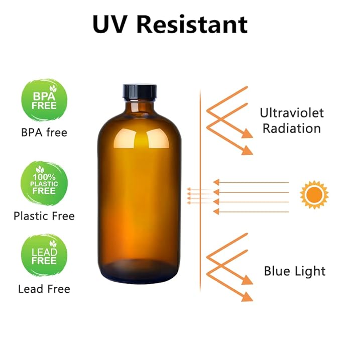 PrettyCare 3 pcs 8 Oz Amber Glass Spray Bottles, Refillable Empty Spray Bottles with Adjustable Nozzle & Lables for Cleaning, Leak-Proof Design for Essential Oils, Facial Hydration Hair Aromatherapy