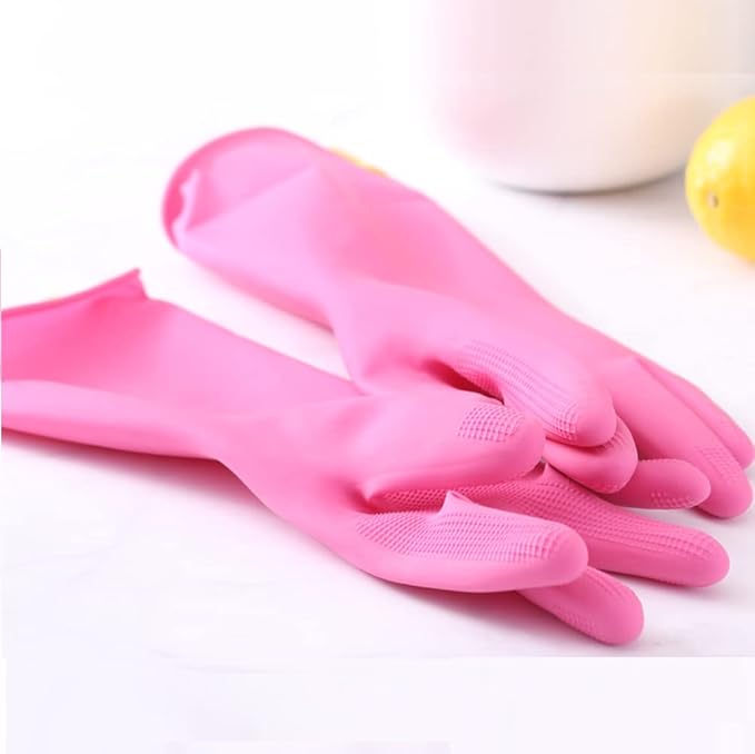 Myungjin (2 Pairs) Kids Reusable Multipurpose Waterproof Hand Protection Rubber Latex Gloves/Dishwashing, Cleaning, Painting