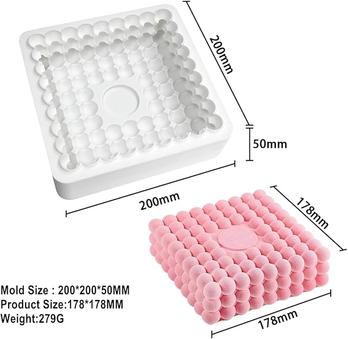 TUKE Square Shaped Silicone Mold Soap Silicone Molds Cake Fondant Baking Molds for Baking Chocolate French Dessert Candy Ice Cube Soap (Square K)