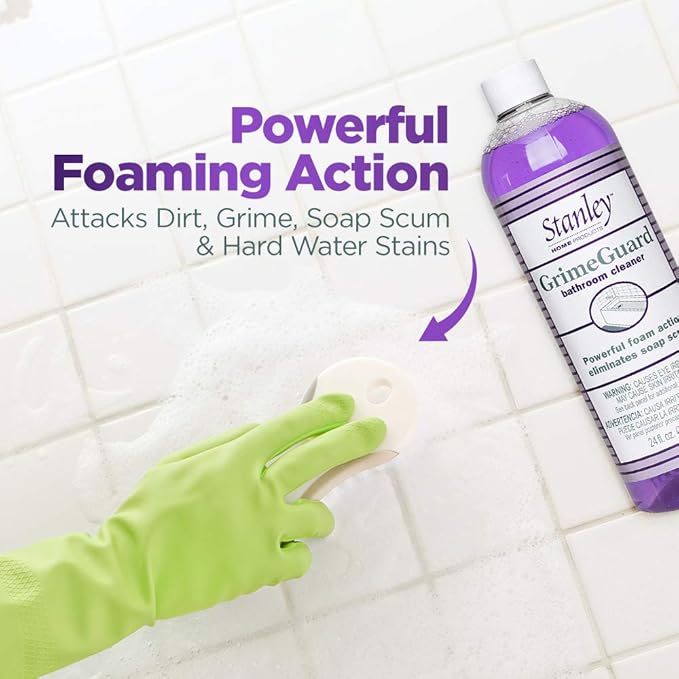 STANLEY HOME PRODUCTS GrimeGuard Bathroom Cleaner - Bleach Free & Non Abrasive Eco Shower & Kitchen Tiles Disinfectant & Deodorizer - Cleans Grime (Refill Bottle)