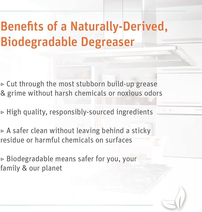Grab Green Kitchen Power Degreaser, 16 Ounce (Pack of 3), Tangerine Lemongrass Scent, Biodegradable, Plant and Mineral Based, Cuts Through Tough Grease and Grime