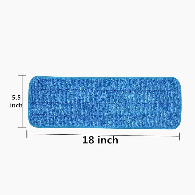 Microfiber Mop Pad 18" Inch for Wet Dry Mops Floor Cleaning Pads Reusable Compatible with Bona Floor Care System (6 Pack)