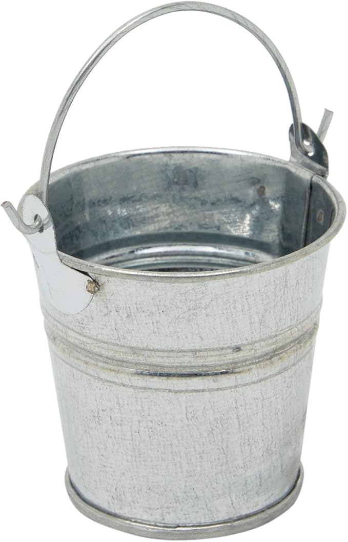 Juvale Mini Metal Buckets - 2 x 2 in, Silver, Pack of 24 - Mini Tin Buckets & Metal Tins with Handles for Party Favors, Crafts & Galvanized Decor