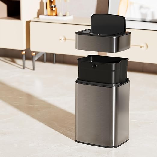 Motion Sensor Kitchen 2.7 Gallon Trash Can, 10 Liter Automatic Touchless Bathroom Waste Bin, Stainless Steel & Dog Proof Design Bedroom Essentials