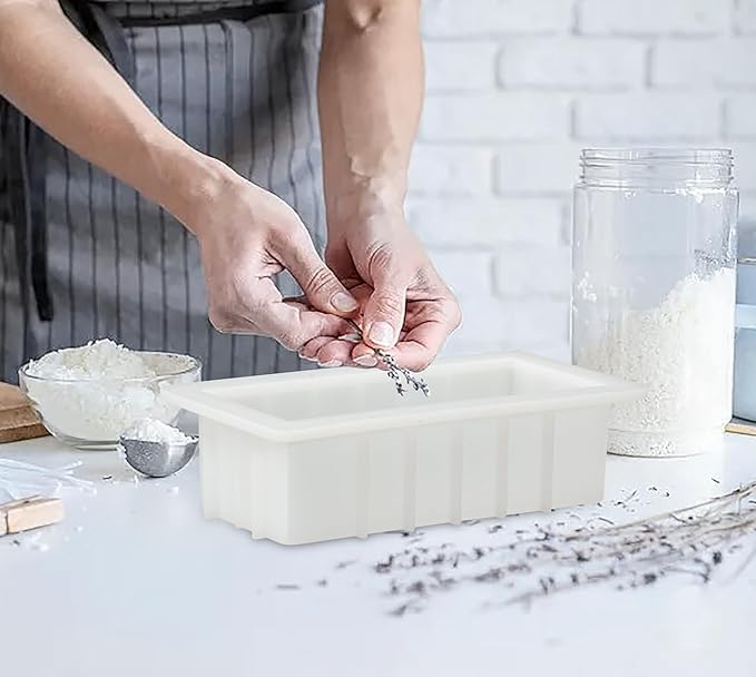 42oz Silicone Soap Mold Loaf Soap Making Mold with 5 Acrylic Dividers for DIY Handmade Soap Swirl Making Tools, white