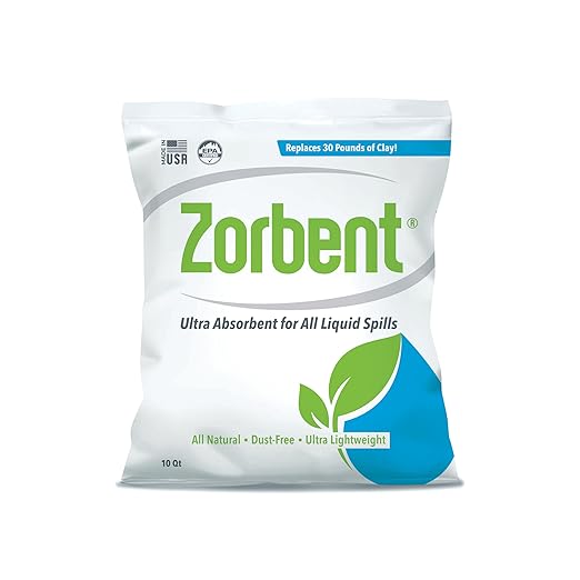 Zorbent Liquid Spill Cleanup 10 Quart Bag | 16X More Absorbent for Grease, Oil, Blood – Reusable for Floor, Carpet, Pet Accident, or Biohazard Mess – Fast Acting, Lightweight, Non-Toxic