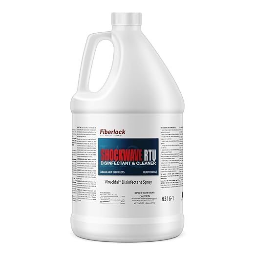 Fiberlock ShockWave RTU Disinfectant Cleaner, 1 Gallon, Ideal for Water Restoration & Flood Mitigation, Hospital Grade Disinfectant, Ready-To-Use Formula