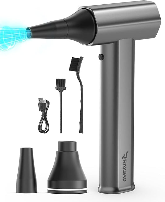 Compressed-Air-Duster-Mini-Blower-Turbo Fan, 130000RPM Electric air Duster, Metal Body Brushless 4 Gear High Speed, Cordless Jet Dry Blower for Computer Keyboard, Car, Home, Dust Removal