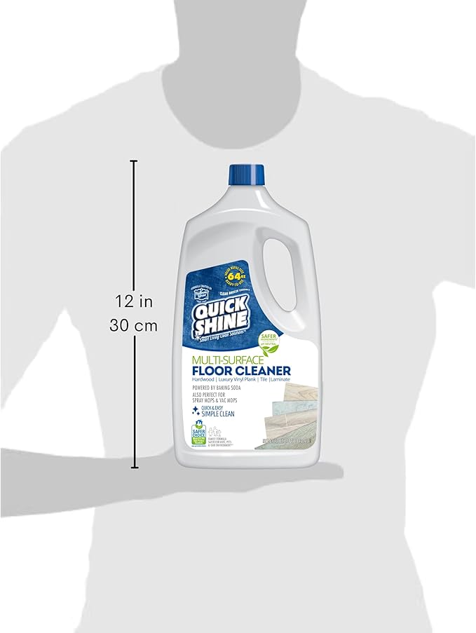 Quick Shine Multi Surface Floor Cleaner 64oz, 4Pk | Ready to Use-Streak Free- No Rinse | Use on Hardwood, Laminate, Luxury Vinyl Plank & Stone | Use in Spray Mops & Vac Mops | Safer Choice Cleaner