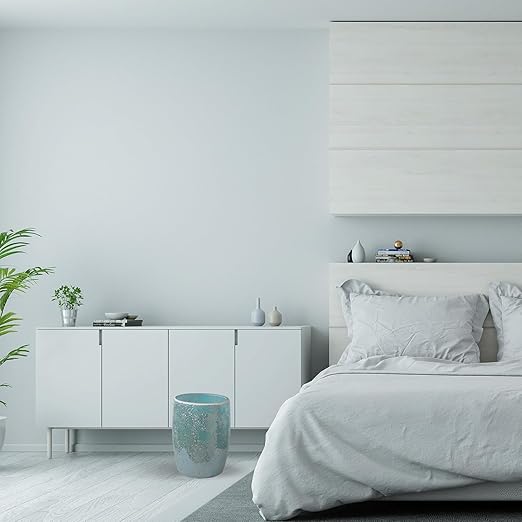 Escenzy Modern Bathroom Trash Can Mosaic Glass 5L | 7" x 10" | Decorative Small Garbage Can | Luxury Waste Basket for Restroom, Office, Bedroom & Kitchen | Shiny Turquoise Green Bathroom Accessories