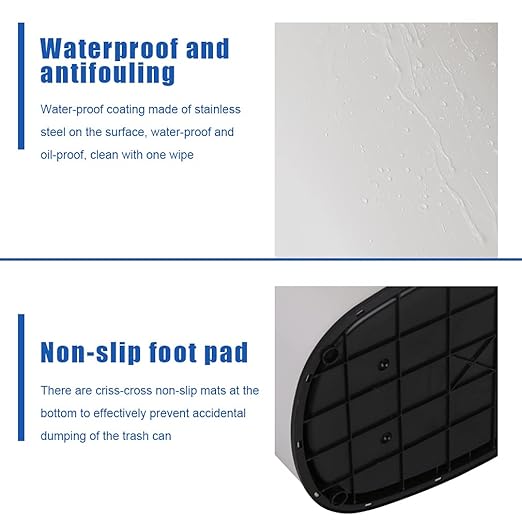 Kitchen Trash Can Office Bathroom Bedroom Waste Bin with Lid Automatic Sensor Touch Free Stainless Steel Garbage Can 13 Gallon / 50L,White