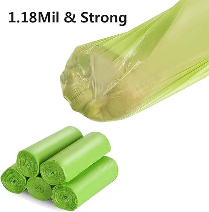 13-15 Gallon Trash Bags Plant Based Garbage Bags Recycling Unscented Tall Kitchen Trash Bags for Kitchen, Yard, Lawn,Office(75 Counts, Green)