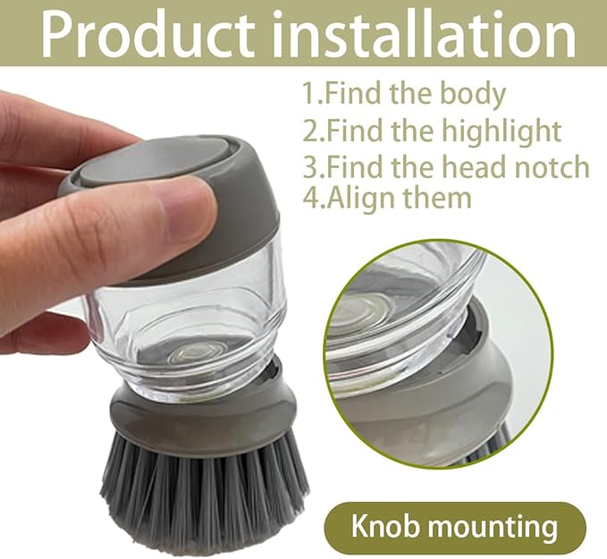 Palm Brush Refills, Dish Brush Replacement Head, 4 Pack