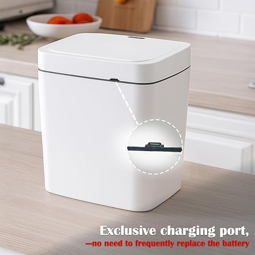 Two Gray Smart Sensor Trash cans with a Capacity of 3.2 gallons, Supporting Multiple Opening Methods, Waterproof Design, Anti Odor Design, Fast Response, Suitable for Kitchens,bedrooms,Offices, etc