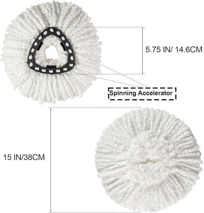 [3 Pack] Mop Replace Heads, Mop Refill Heads Replacements Compatible with O Cedar Spin Mop 1-Tank System- Easy to Replace, Microfiber, Machine Washable