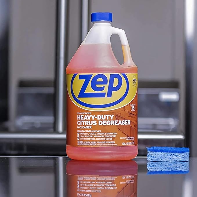 Zep Heavy-Duty Citrus Degreaser Refill - 1 Gallon (Case of 2) ZUCIT128 - Professional Strength Cleaner and Degreaser, Concentrated Pro Formula