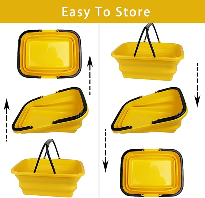 Collapsible Compact Bucket with Handle 10L(2.6 Gallon) Portable Water Bucket,Outdoor Multiuse Foldable Water Pail for Car Window Cleaning, Camping, Washing Dishes, Picnic, Fishing