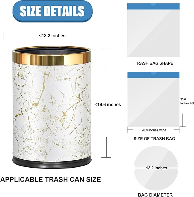 FORID Small Drawstring Trash Bags - 6 Gallon Plastic Trash Bags Heavy Duty White Trash Can Liners 60 Count Unscented Bin Bags for Kitchen Bathroom Office Home Bedroom 22 Liter