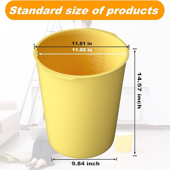 5 Gallon Reusable Bucket Liner, Time Saving Concrete Tools Durable Silicone Bucket Insert, Food Grade Container for Food Storage, for Paint, Thinset, Ice, Slime, Cleaning, Wall Patch Compound (Yellow)